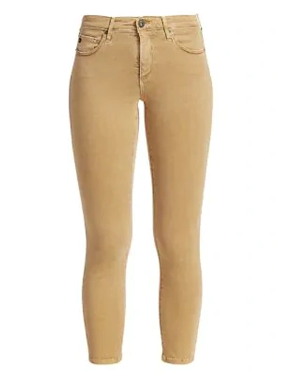 Shop Ag Prima Sateen Mid-rise Crop Cigarette Pants In Sulfur Toasted Almond