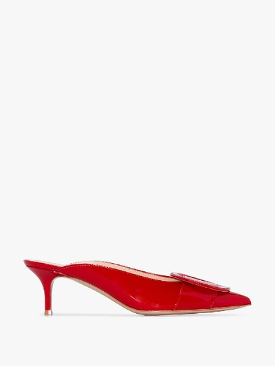 Shop Gianvito Rossi Red Ruby 55 Patent Leather Mules