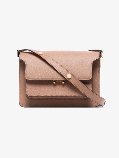 Shop Marni Beige Mini Trunk Shoulder Bag In Neutrals