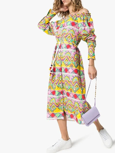 Shop Mira Mikati Womens White Aztec Print Linen Dress