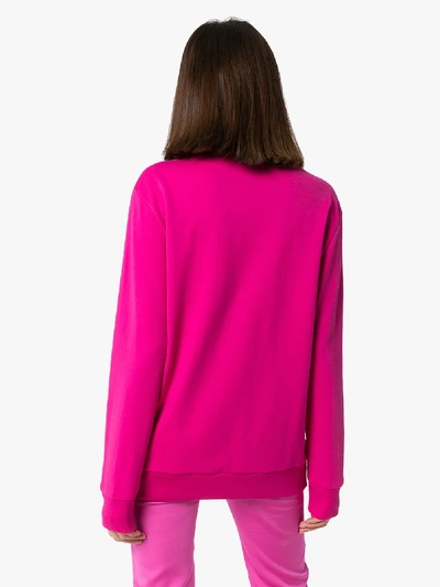 Shop Versace Baroque Frame Cotton Logo Sweatshirt In Pink