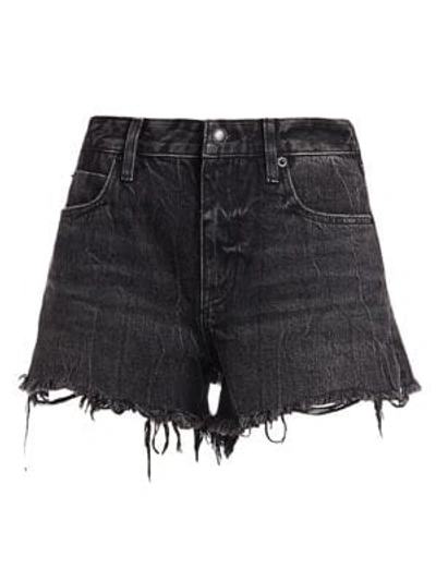 Shop Alexander Wang T Women's Bite Zip Distressed Denim Shorts In Aged Grey