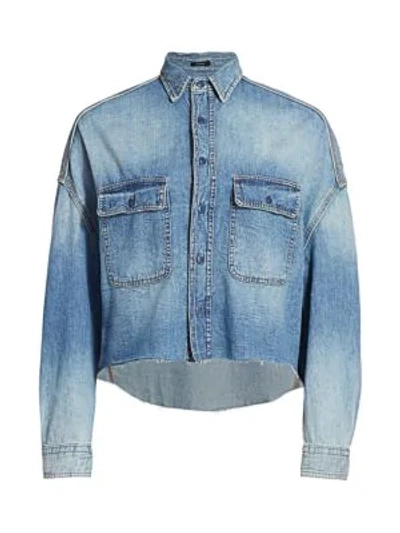 Shop R13 Cropped Denim Shirt In Brindley