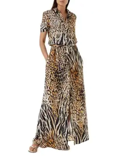 Shop Melissa Odabash Naomi Leopard Print Maxi Shirt Dress In Cheetah