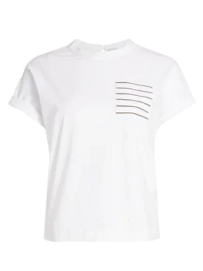 Shop Brunello Cucinelli Women's Monili Pocket T-shirt In White