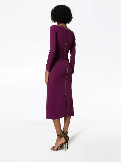 Shop Roland Mouret Romolo Fitted Midi Dress In Purple