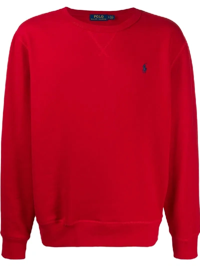 Shop Polo Ralph Lauren Embroidered Logo Relaxed-fit Sweatshirt In Red