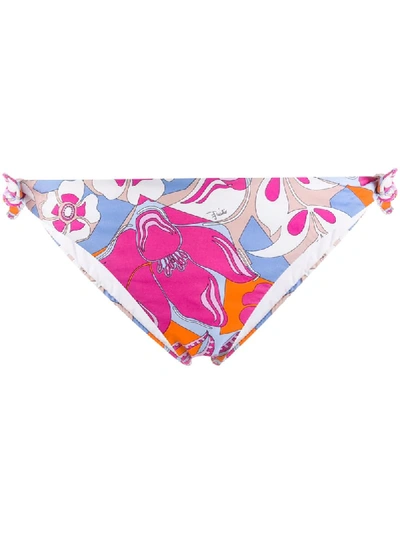 Shop Emilio Pucci Floral Print Bikini Bottoms In Pink