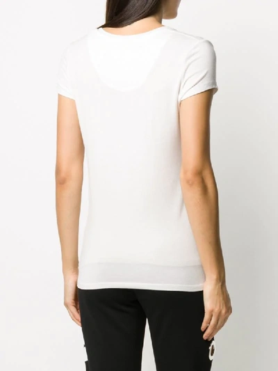 Shop Philipp Plein V-neck Stretch T-shirt In White
