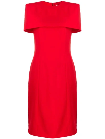 Shop Givenchy Cape Fitted Dress In Red