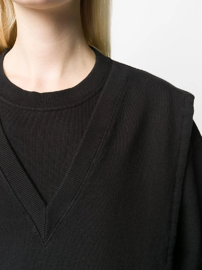 Shop Mm6 Maison Margiela Tie-waist Layered Sweatshirt In Black