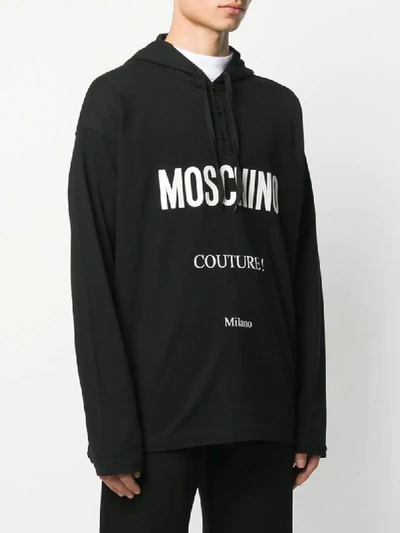 Shop Moschino Logo Print Hoodie In Black