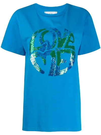 Shop Alberta Ferretti Love Me Embellished T-shirt In Blue