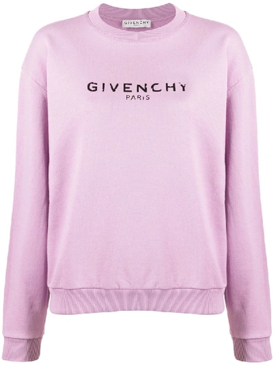 Shop Givenchy Vintage-effect Logo Sweatshirt In Purple
