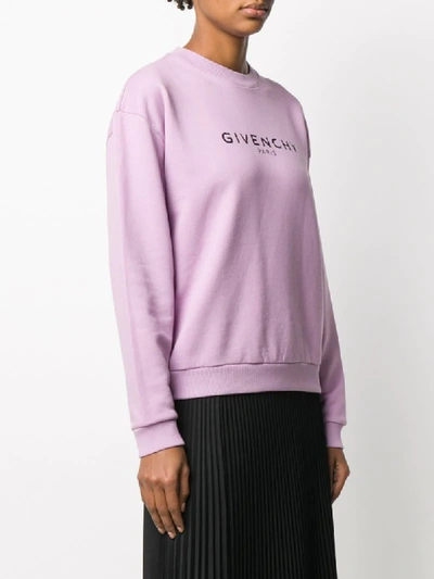Shop Givenchy Vintage-effect Logo Sweatshirt In Purple