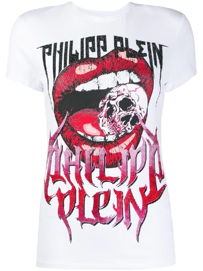 Shop Philipp Plein Rock Pp Slim-fit T-shirt In White