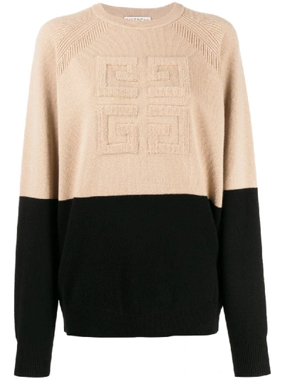 Shop Givenchy 4g Two-toned Knitted Jumper In Neutrals