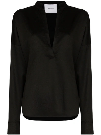 Shop Bondi Born V-neck Long Sleeve Blouse In Black