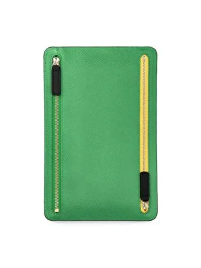 Shop Smythson Panama Zip Currency Case In Green