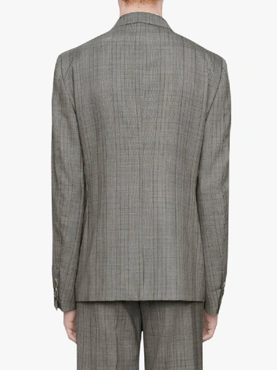 Shop Gucci New Signoria Check Blazer In Grey