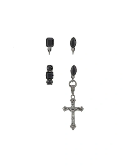 Shop Dsquared2 Cross Stud Earring Set In Black