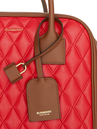 Shop Burberry Medium Quilted Cube Bag In Red
