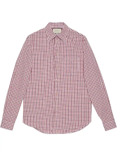 Shop Gucci Square G Check Shirt In Red