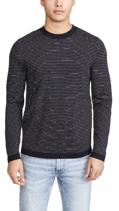 Shop Theory Long Sleeve Merino Wool Stripe Sweater In Eclipse/white