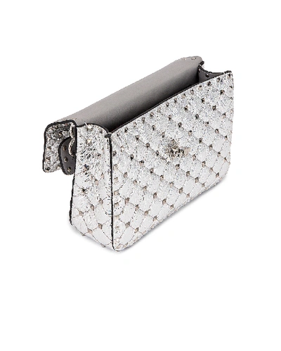 Shop Valentino Rockstud Spike Medium Shoulder Bag In Silver & Pastel Grey