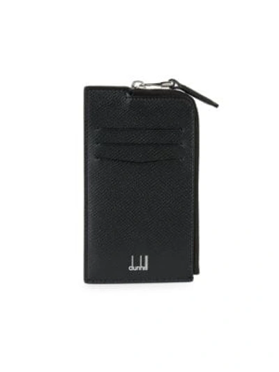 Shop Dunhill Cadogan Leather Zip Card Case In Black