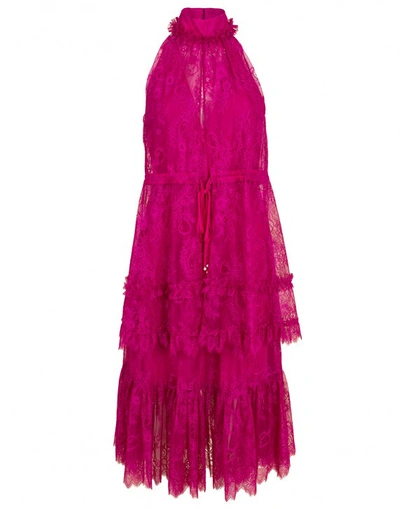 Shop Alexis Magdalina Lace Dress In Fuschia