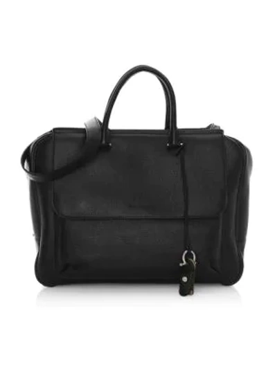 Shop Ferragamo Tornabouni Cervo Leather Duffle Bag In Nero Fawn