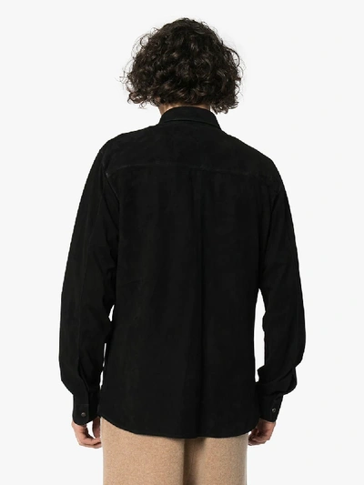 Shop Ajmone Molly Chest Pocket Suede Shirt In Black