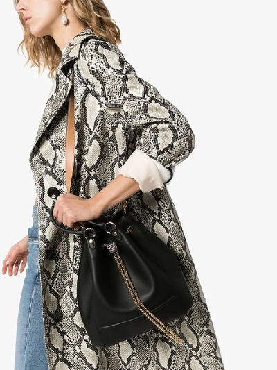 Shop Fendi Black Chain Leather Bucket Bag