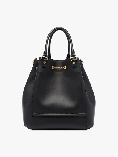 Shop Fendi Black Chain Leather Bucket Bag