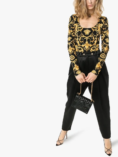 Shop Versace Baroque Print Bodysuit In Black