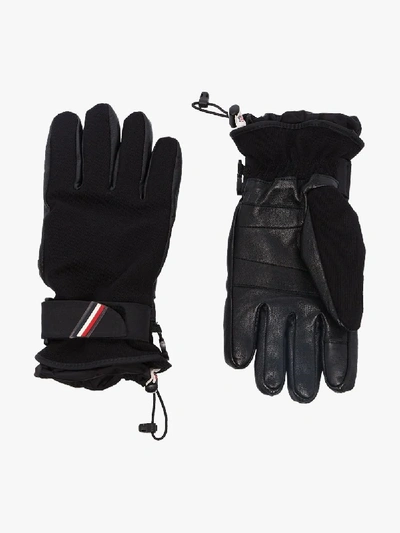 Shop Moncler Grenoble Womens Black Logo Ski Gloves