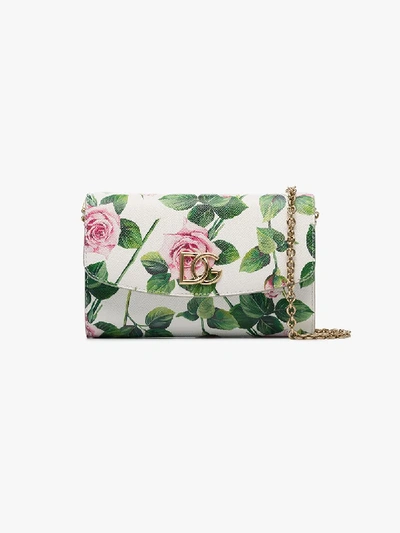 Shop Dolce & Gabbana Multicoloured Floral Leather Clutch Bag In White