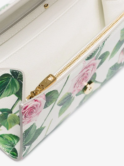 Shop Dolce & Gabbana Multicoloured Floral Leather Clutch Bag In White