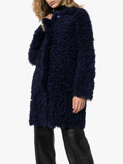 Sies Marjan Midnight Blue Ripley Shearling Coat In Blue