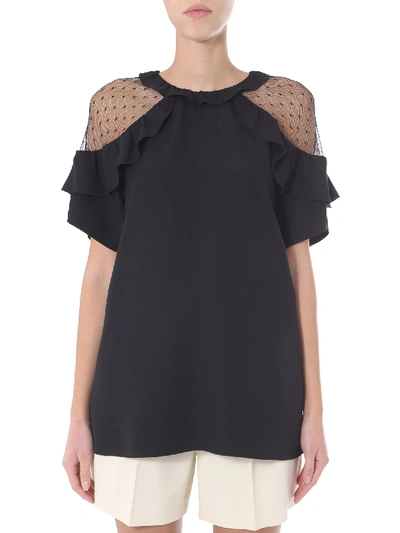 Shop Red Valentino Blouse With Rouches In Black