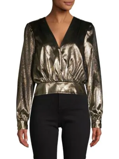 Shop Frame Metallic Blouson Top In Gold