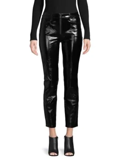 Shop Frame Cropped Leather Pants In Noir