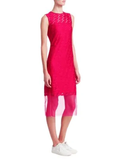 Shop Akris Punto Sleeveless Embroidery Lip Sheath Dress In Pink