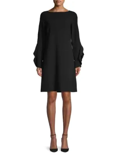 Shop Lafayette 148 Emory Ruffle-sleeve Shift Dress In Black