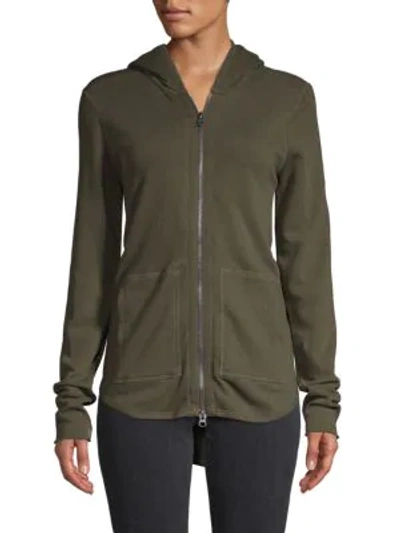 Shop Atm Anthony Thomas Melillo Hooded High-low Cotton Jacket In Green