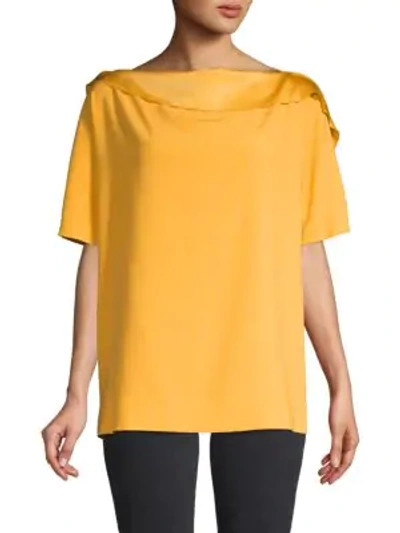 Shop Escada Nellina Ruffled Boatneck Top In Bright Yellow