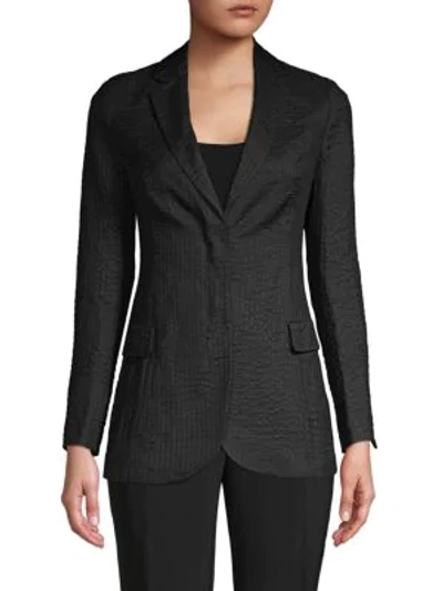 Shop Akris Lambert Puckered Silk-blend Jacket In Black
