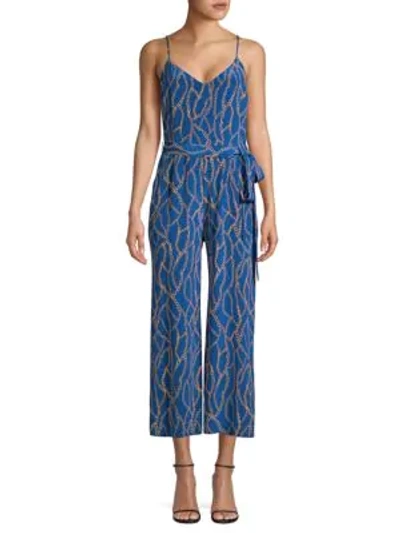 Shop L Agence Jaelyn Chain Print Jumpsuit In Royal Blue