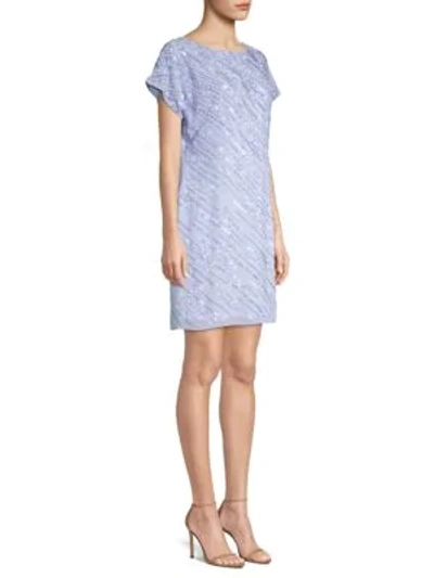 Shop Aidan Mattox Cap Sleeve Embellished Shift Dress In Ice Perry